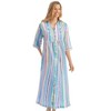 Collections Etc Pastel Striped Lounger with  Zip Front and 3/4" Long Sleeves - 4 of 4