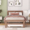 FURNIinspire Beds Wooden Twin Size Platform Bed Frame with Trundle, Slats Support Guest Bed, Bedroom Furniture, Brown, 76"*41.7"*35.4" - 4 of 4