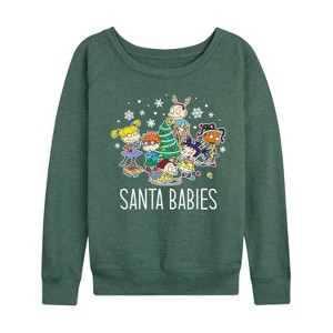 Women's - Rugrats - Santa Babies Lightweight French Terry Wide Neck Long Sleeve Shirt - 1 of 4