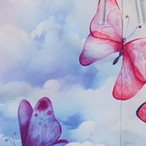 pink, blue and butterflies