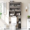 Over The Toilet Storage Cabinet with Transparent Door, Multi Layer Shelves & Toilet Rack - 3 of 4