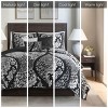 Sapphtopaz 6 Piece Full/Queen Comforter Set Bedding Set Damask Plant Print Pattern with Solid Color Back Reversible Cotton Quilt Set - 3 of 4