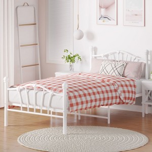 Twin Bed Frame with Heart Shaped Headboard and Tailboard, Platform Bed Frame, Heavy Metal Slat Support, Underbed Storage Space, No Box Spring Needed - 1 of 4