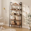 Tall Bookshelf, 5-Tier Bookcase with Open Shelves, Farmhouse Wood Storage Rack with Adjustable Feet, Metal Frame Book Shelf Organizer for Bedroom - 3 of 4