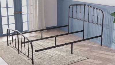 Twin White Metal Platform Bed Frame with Headboard