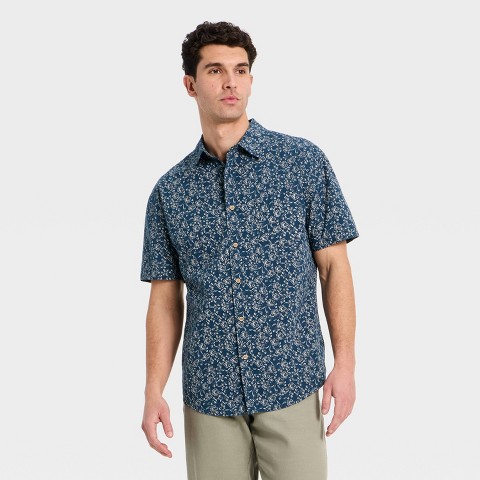 Мужские рубашки Goodfellow & Co Men's Short Sleeve Slub Button-Down Shirt - Goodfellow & Co™ True White L