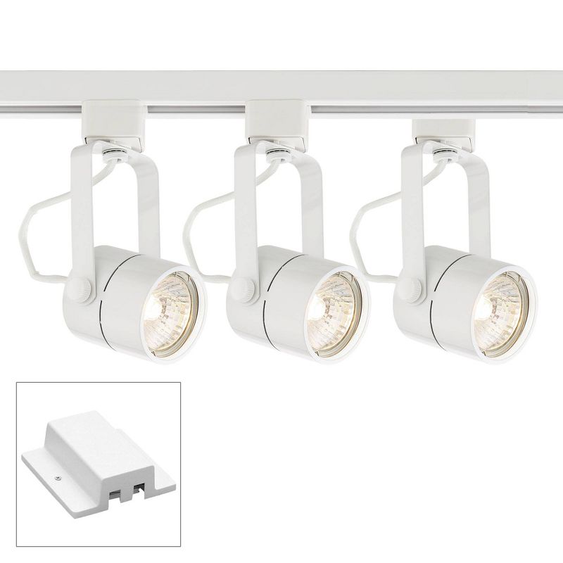 Pro Track 3-Head Ceiling Track Light Fixture Kit Floating Canopy Spot Light GU10 Dimmable White Modern Cylinder Kitchen Bathroom Dining 48" Wide, 1 of 6