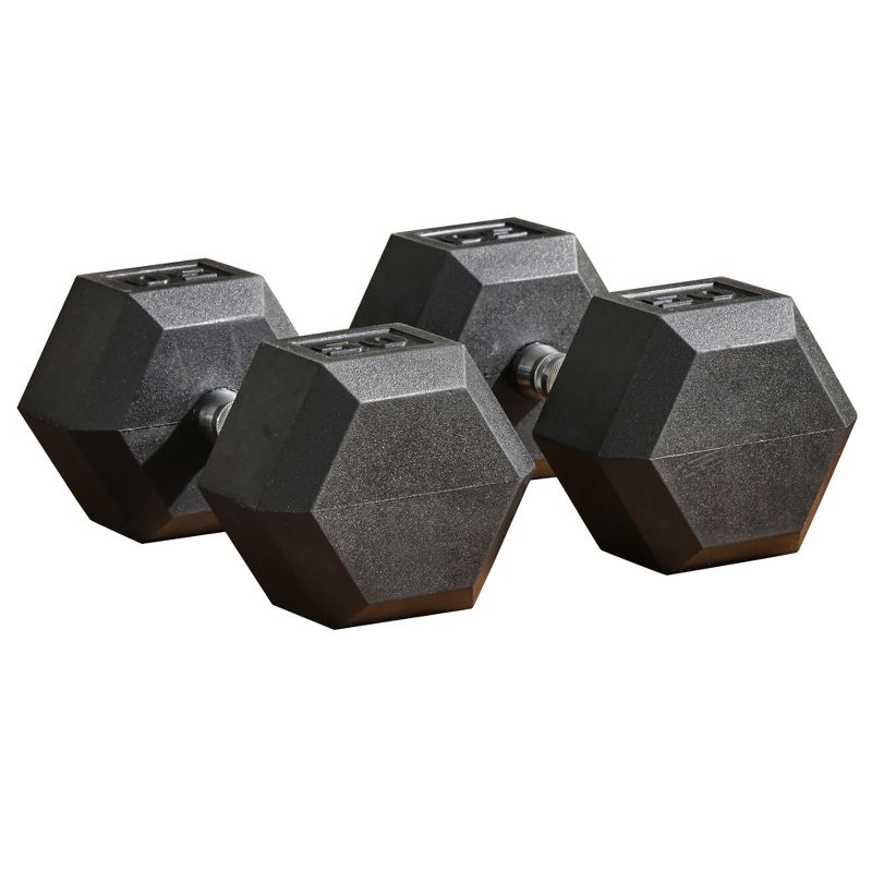 Soozier Hex Rubber Free Weight Dumbbells Set in Pair with Steel Handles 12lbs/Single Hand Weight for Strength Workout Training, 4 of 9