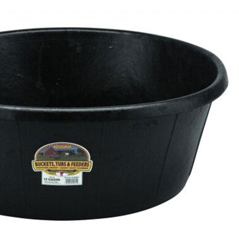 Little Giant Durable Indoor Outdoor Weatherproof 15 Gallon Rubber Tub Feeder Pan Bowl for Livestock Feeding and Other Chores, Black, 3 of 5