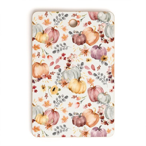 Ninola Design Pumpkins Fall Floral Ecru Cutting Board Rectangle - Deny Designs - image 1 of 3