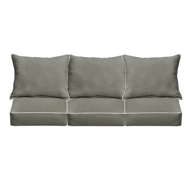 Sunbrella Outdoor Seat Cushion Charcoal Gray/Ivory