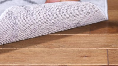 Off-White and Grey Geometric Easy-Care Synthetic Area Rug, 2'6" x 4'