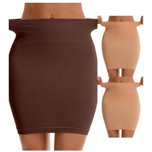 INSPIRE CHIC Women's 3 Packs High Waist Under Skirt Seamless Half Slips Shaping Under Mini Dress - 1 of 4