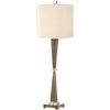 Uttermost Glam Art Deco Buffet Table Lamp 36 1/2" Tall Plated Antique Brushed Brass White Linen Shade for Living Room House Home - 2 of 3