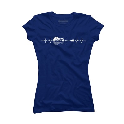 Junior's Design By Humans Nature Guitar Heart Beat By Maryedenoa T-Shirt