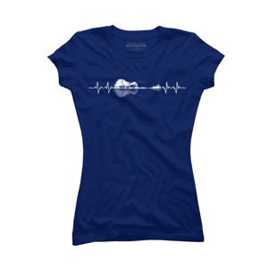 Junior's Design By Humans Nature Guitar Heart Beat By Maryedenoa T-Shirt - 1 of 2