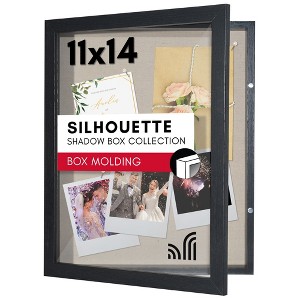 Americanflat Front Opening 11x14 Shadow Box Frame with Shatter-Resistant Glass, Silhouette Collection, Shadow Box Display Case for Tabletop, Black - 1 of 4