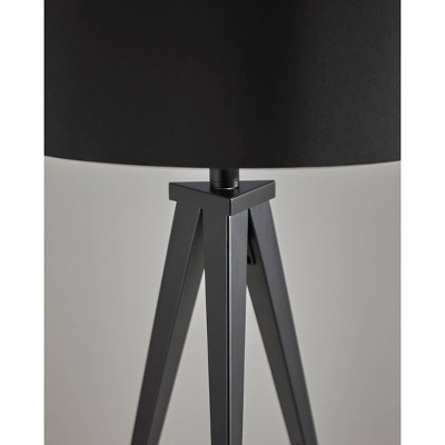 Black Metal Tripod Table Lamp with Cotton Shade