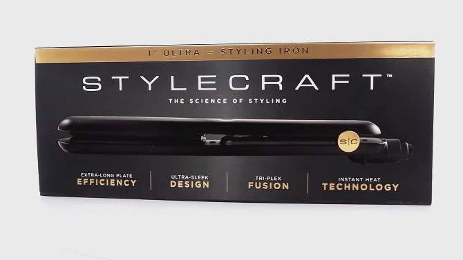 StyleCraft Ultra Styling Iron - SCUS1 Black - 1 Inch Flat Iron, 2 of 10, play video
