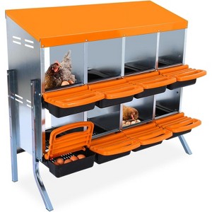 Chicken Nesting Boxes,Metal Chicken Laying Box with with Removable Trays and Roll Out Egg Collection for Chicken Coop,with Metal Bracket - 1 of 4