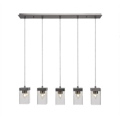 Toltec Lighting Nouvelle 5 - Light Chandelier in  Graphite with 4" Square Clear Bubble Shade