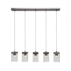 Toltec Lighting Nouvelle 5 - Light Chandelier in  Graphite with 4" Square Clear Bubble Shade - 1 of 1