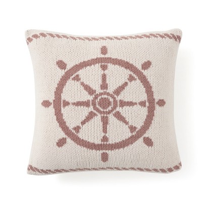 Nautical Rudder Pattern Chenille Indoor Square Throw Pillow，Ocean Blue—Amelie Home
