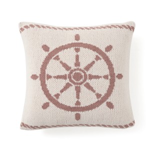 Nautical Rudder Pattern Chenille Indoor Square Throw Pillow，Ocean Blue—Amelie Home - 1 of 4