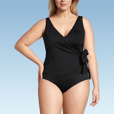 Lands' End Women's Plus Size DD-Cup Side Tie Tankini Top