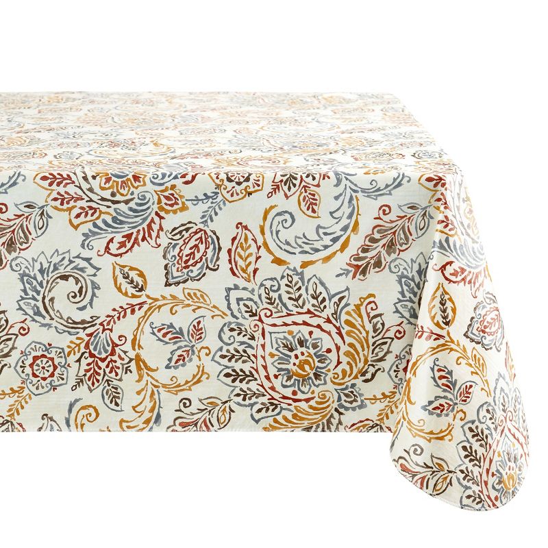 Ava Floral Jacobean Printed Vinyl Indoor/Outdoor Tablecloth - Elrene Home Fashions, 2 of 5