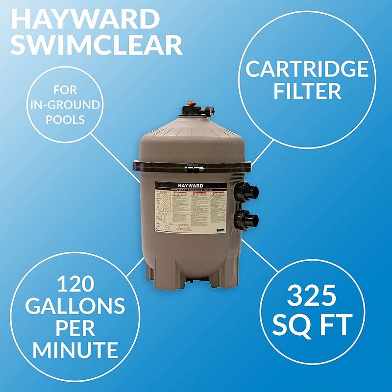 Hayward W3C3030 SwimClear 325 Square Feet Cartridge Filter for Outdoor In-Ground Swimming Pools with Rapid Release Air Valve and Secure Flange Clamp, 5 of 8