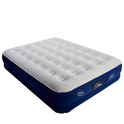Serta Queen Size Double High Air Mattress with NeverFlat AC Pump -  Brown/Tan, Indoor/Outdoor Use, Customizable Firmness, PVC Material in the Air  Mattresses department at