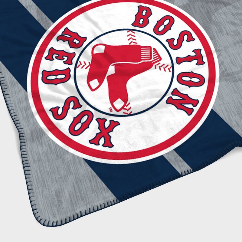 MLB Boston Red Sox Corner Logo Faux Shearling Blanket, 3 of 4