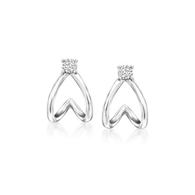 RS Pure by Ross-Simons 0.10 ct. t.w. Diamond Double-Split Huggie Hoop Earrings in Sterling Silver