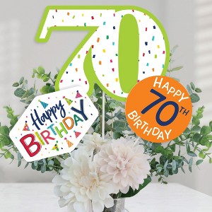 Big Dot of Happiness 70th Birthday - Cheerful Happy Birthday - Colorful Seventieth Birthday Party Centerpiece Sticks - Table Toppers - Set of 15 - 1 of 4