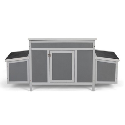 Sevobal Pet Crates and Houses Large Weatherproof Wood Chicken Coop with Nesting Boxes, Outdoor Cage for Small Animals, Gray, 58.87"*27.56"*27.95"