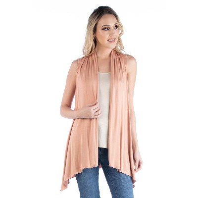 24seven Comfort Apparel Draped Open Front Cardigan Vest