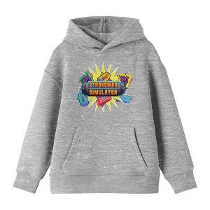 Strong Man Simulator Burst Logo Long Sleeve Athletic Heather Boy's Hooded Sweatshirt - 1 of 3
