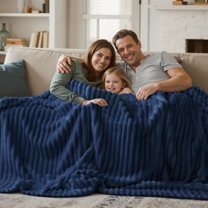 Joyfy Queen Size Blanket for Bed, Soft Warm Blue Fleece Blankets Gifts for Women Men Mom, Cozy Cute Soft Throw 90x90 Inches - 1 of 4