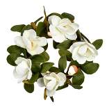 Vickerman 22" Artificial White Magnolia Wreath.
