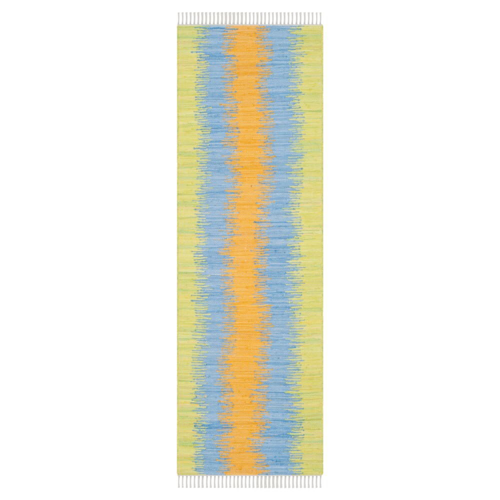 2'3inx7' Coletta Flatweave Runner Green/Gold - Safavieh