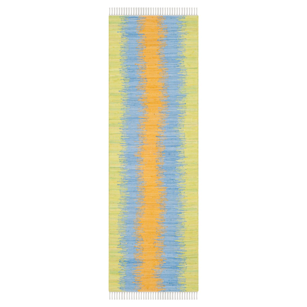 2'3inx7' Coletta Flatweave Runner Green/Gold - Safavieh