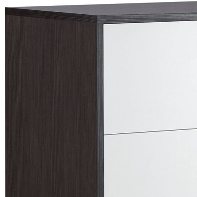 Eloy Industrial Vertical Storage Chest with Soft Close Drawers, White & Espresso