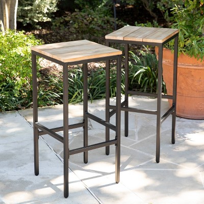 Rockshire 2pk Outdoor Bar Stools Natural/Black - Aiden Lane