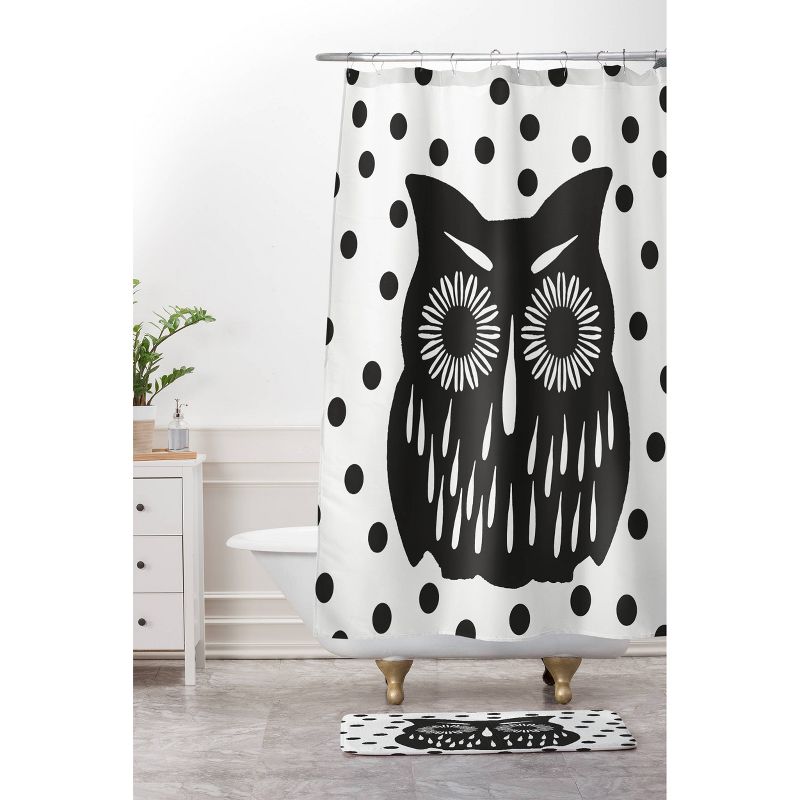 Garima Dhawan Vintage Black Owl Shower Curtain Black - Deny Designs, 3 of 6