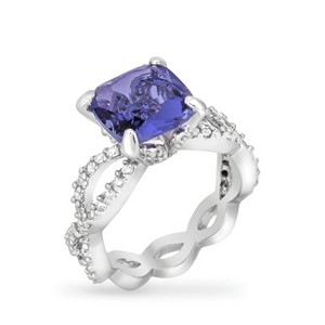 Slickblue Glamorous Uptown Classic Ring with a Stunning Cushion Cut Tanzanite - Floral Style, Sizes 5 to 10 - 1 of 3