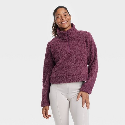 Image of Women's High Pile Fleece 1/2 Zip Pullover - All In Motion™ Dark Purple M