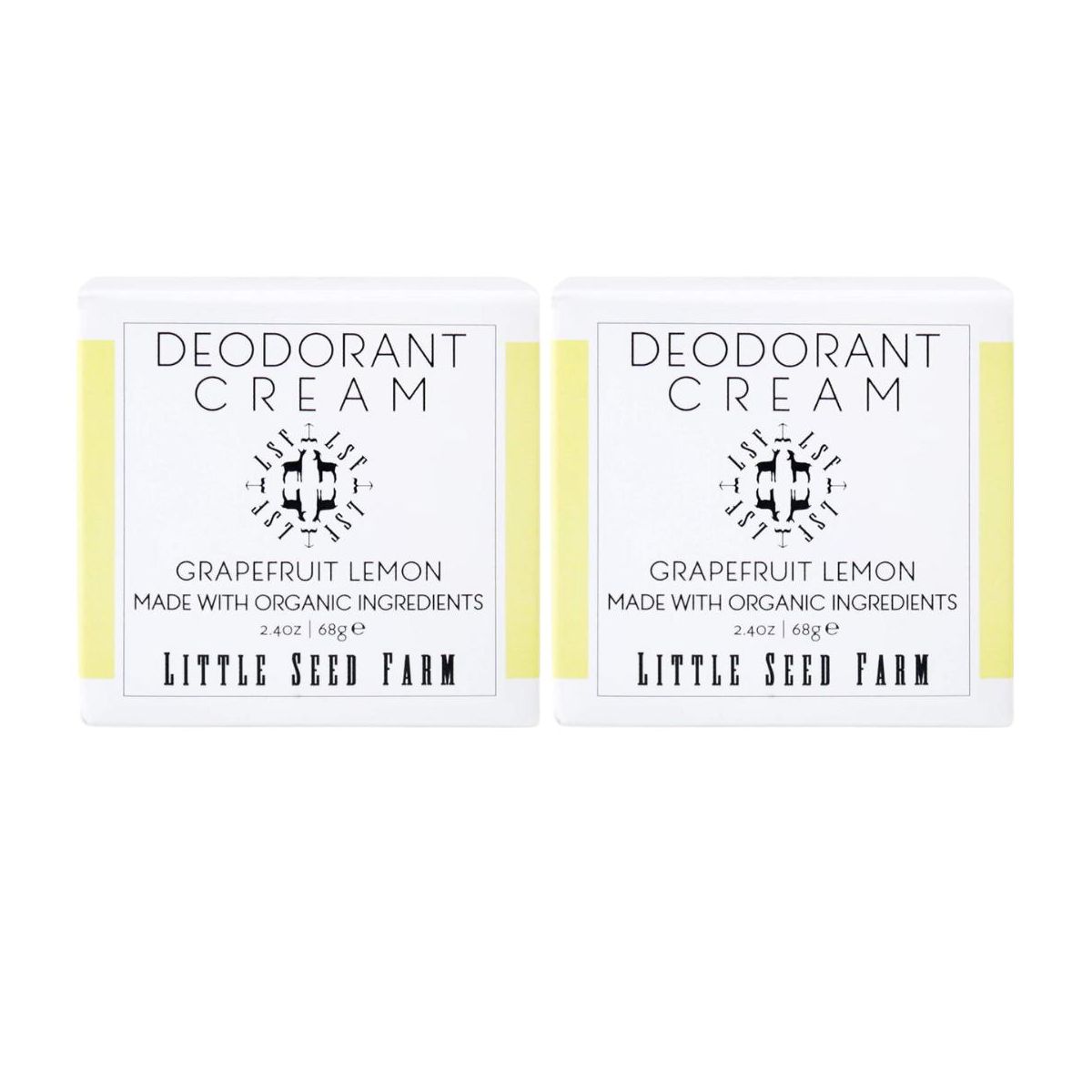 Little Seed Farm All Natural Deodorant Cream, Aluminum Free Deodorant for Women or Men, (2.4 Oz) - Grapefruit Lemon (PACK OF 2)