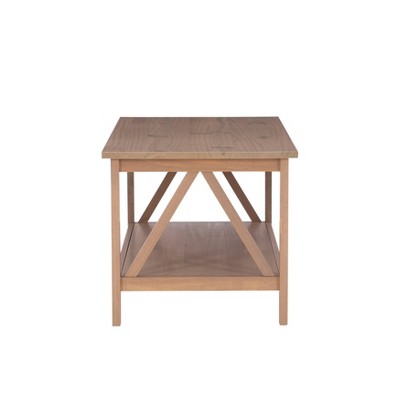 Rustic Driftwood Pine Wood Coffee Table with Storage Shelf