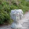 NAYSAYE Planter Cement Bust Wall Planter Floral Wreath Detail for Indoor Outdoor Garden, Gray, 7.9"*8.9"*11.6" - 2 of 4